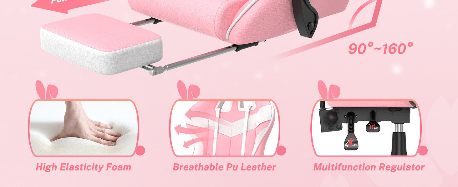 Pink Gaming Chair (Bunny Ear Accessories) Soontrans Bunny Chair